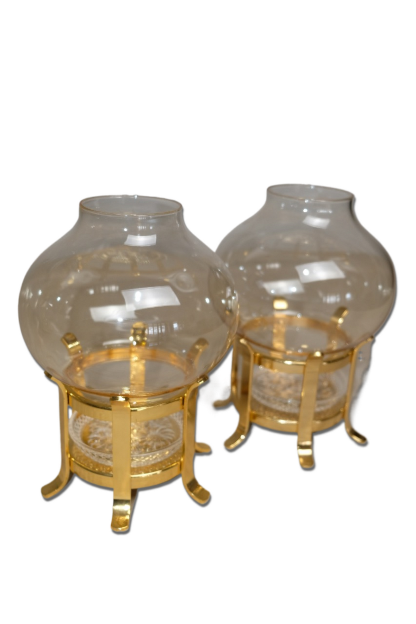 Photophores en verre et métal doré (grands)