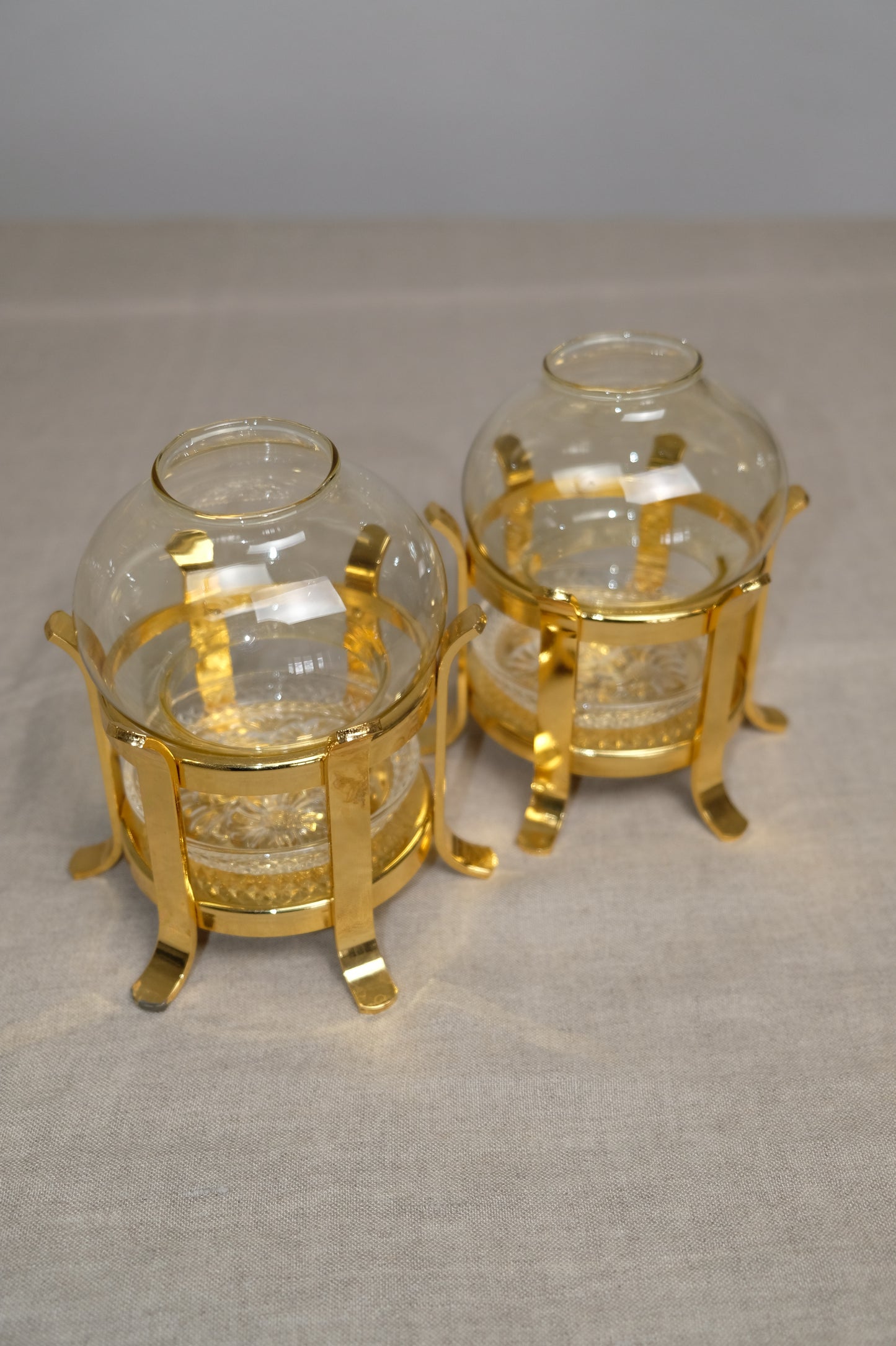 Photophores en verre et métal doré (petits)